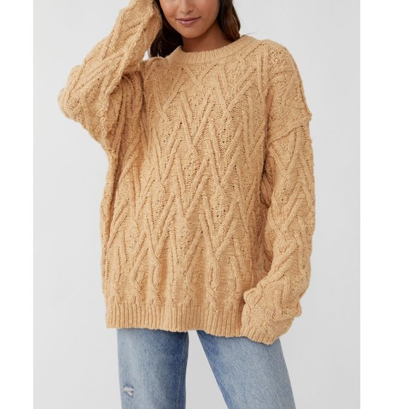 Free People Sweaters - FREE PEOPLE Isla Cable Tunic / Camel